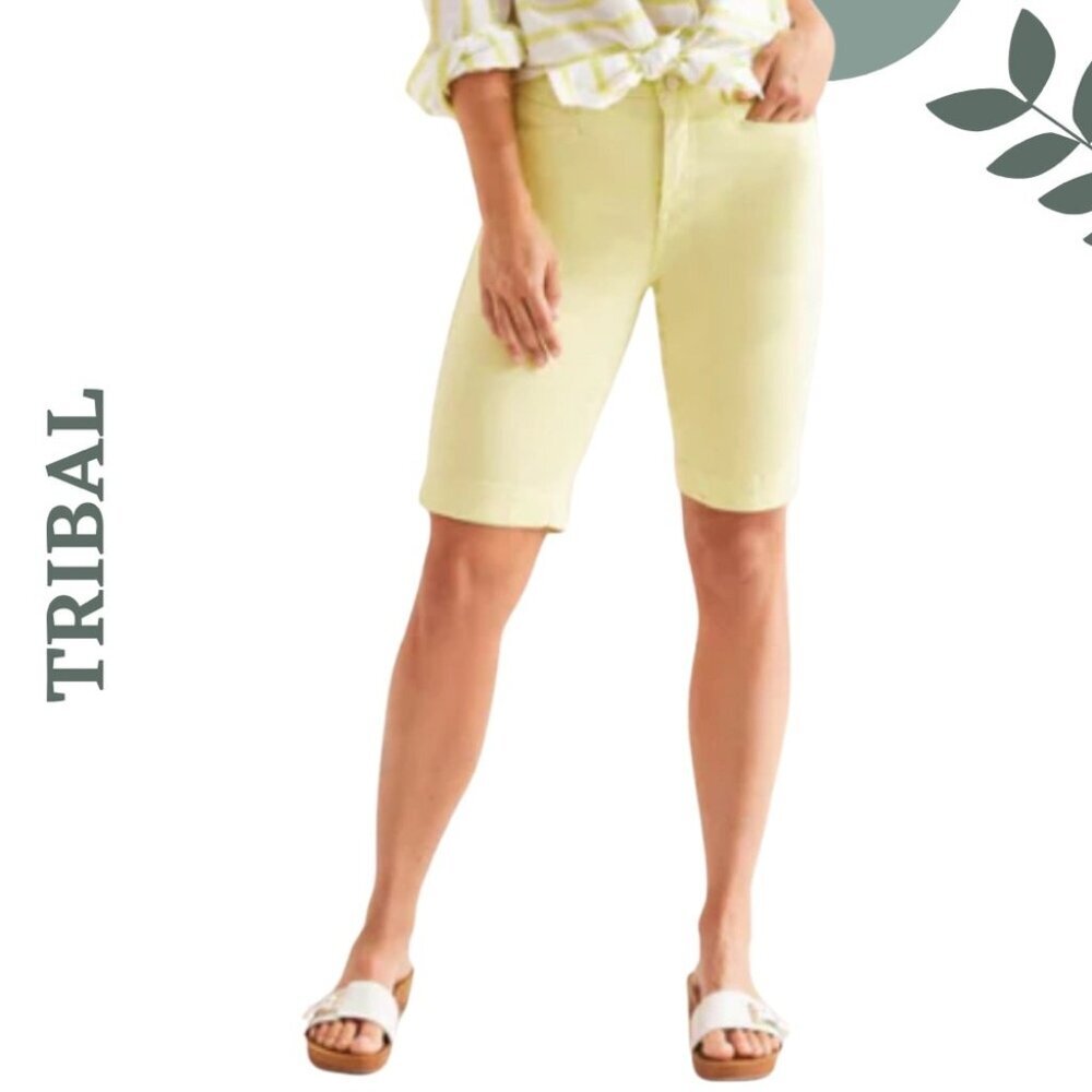 Tribal Denim Bermuda Shorts | Wild Lime| Stretch Comfort | Size 10